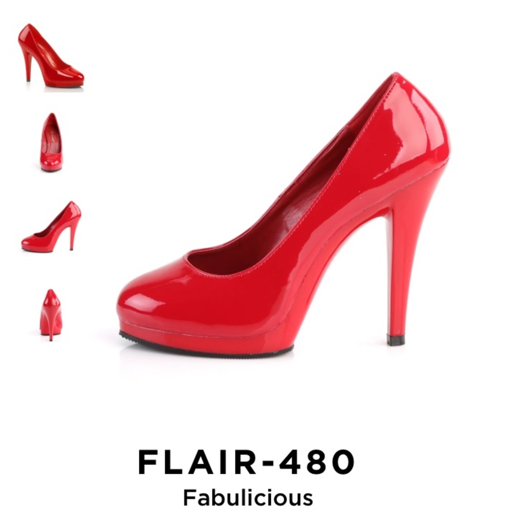 Red Patent Leather Pleaser Flair-480 Size 8 Like New!